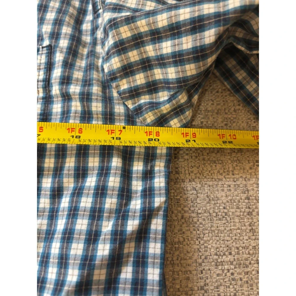 The North Face Button Down Shirt Men M Blue Plaid Cotton‎ Outdoor Hiking Casual